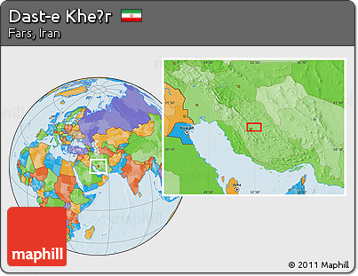 Political Location Map of Dast-e Kheẕr