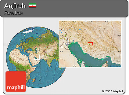 Satellite Location Map of Anjīreh