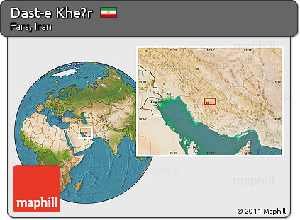 Satellite Location Map of Dast-e Kheẕr