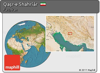 Satellite Location Map of Qaşr-e Shahrīār