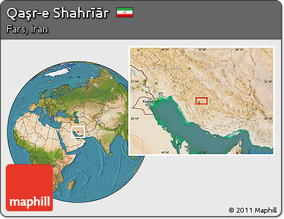 Satellite Location Map of Qaşr-e Shahrīār