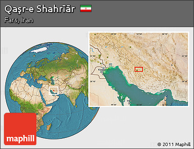 Satellite Location Map of Qaşr-e Shahrīār
