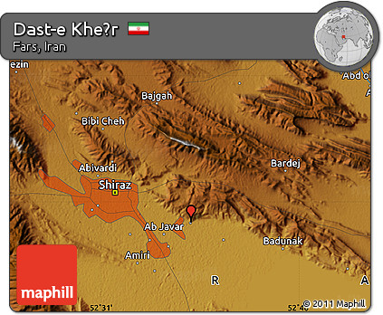 Physical Map of Dast-e Kheẕr