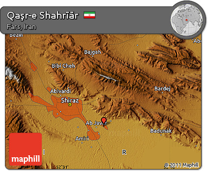 Physical Map of Qaşr-e Shahrīār