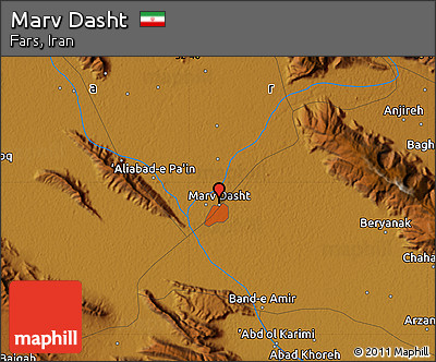 Physical Map of Marv Dasht