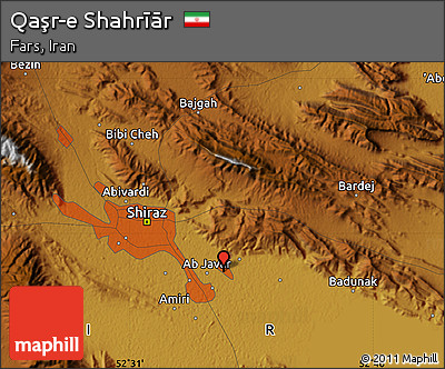 Physical Map of Qaşr-e Shahrīār