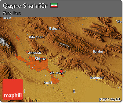 Physical Map of Qaşr-e Shahrīār