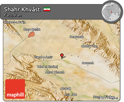 Satellite Map of Shahr Khvāst