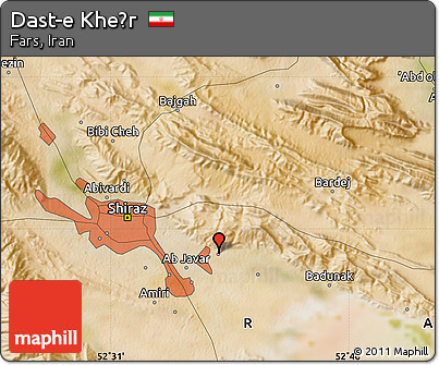 Satellite Map of Dast-e Kheẕr