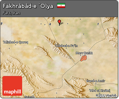 Satellite Map of Fakhrābād-e `Olya