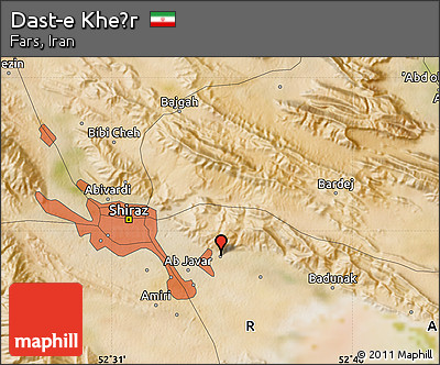 Satellite Map of Dast-e Kheẕr