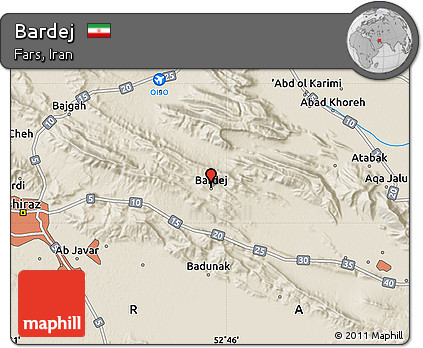 Shaded Relief Map of Bardej