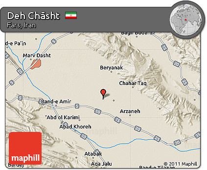 Shaded Relief Map of Deh Chāsht