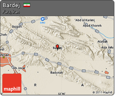 Shaded Relief Map of Bardej