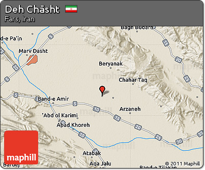 Shaded Relief Map of Deh Chāsht