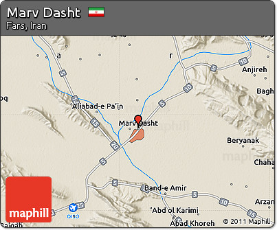Shaded Relief Map of Marv Dasht