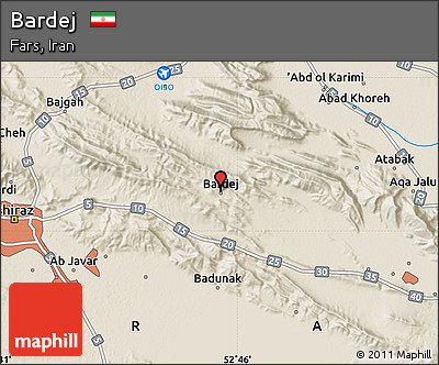 Shaded Relief Map of Bardej