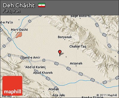 Shaded Relief Map of Deh Chāsht