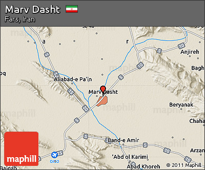 Shaded Relief Map of Marv Dasht