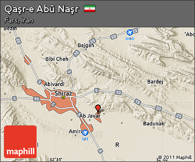 Shaded Relief Map of Qaşr-e Abū Naşr