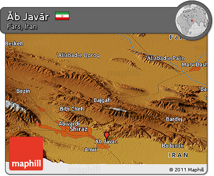 Physical Panoramic Map of Āb Javār