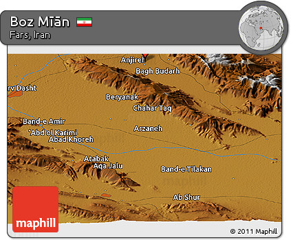 Physical Panoramic Map of Boz Mīān