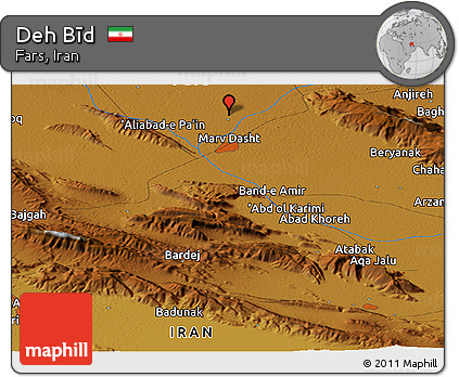 Physical Panoramic Map of Deh Bīd