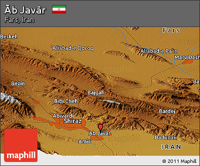 Physical Panoramic Map of Āb Javār