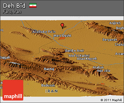 Physical Panoramic Map of Deh Bīd