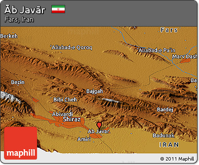 Physical Panoramic Map of Āb Javār