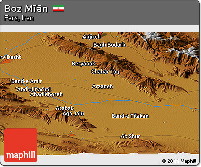 Physical Panoramic Map of Boz Mīān