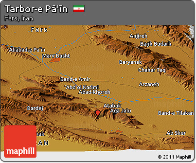 Physical Panoramic Map of Tarbor-e Pā'īn