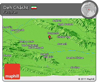 Political Panoramic Map of Deh Chāsht