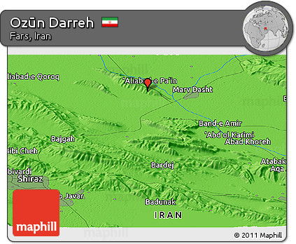 Political Panoramic Map of Ozūn Darreh