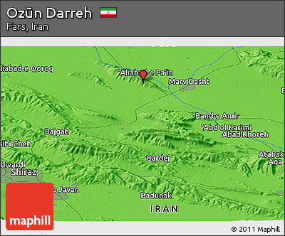 Political Panoramic Map of Ozūn Darreh
