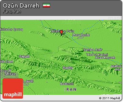 Political Panoramic Map of Ozūn Darreh