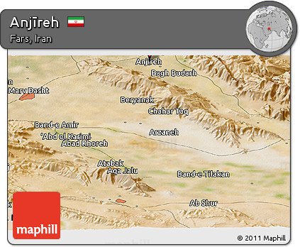Satellite Panoramic Map of Anjīreh