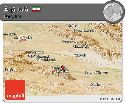 Satellite Panoramic Map of Āqā Jalū