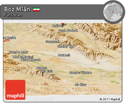 Satellite Panoramic Map of Boz Mīān