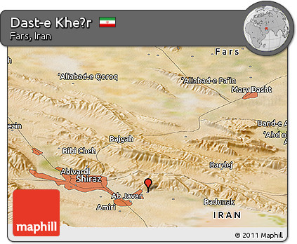 Satellite Panoramic Map of Dast-e Kheẕr
