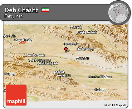 Satellite Panoramic Map of Deh Chāsht