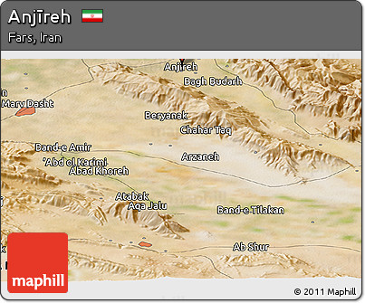 Satellite Panoramic Map of Anjīreh