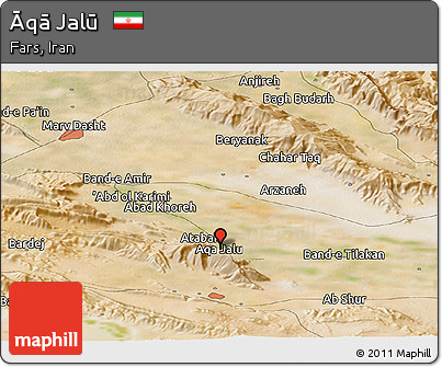 Satellite Panoramic Map of Āqā Jalū