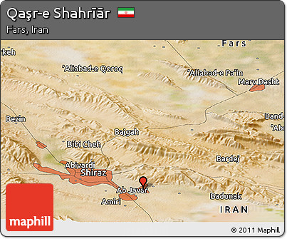 Satellite Panoramic Map of Qaşr-e Shahrīār