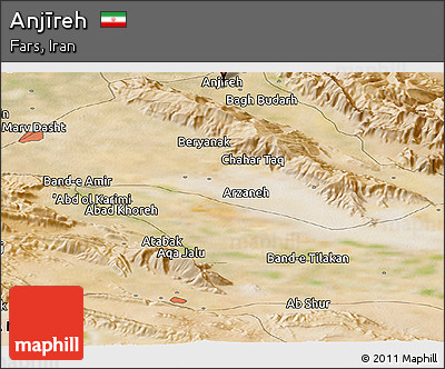 Satellite Panoramic Map of Anjīreh