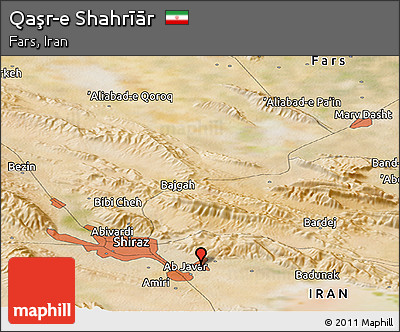 Satellite Panoramic Map of Qaşr-e Shahrīār
