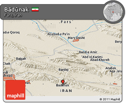Shaded Relief Panoramic Map of Bādūnak