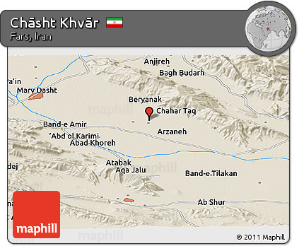 Shaded Relief Panoramic Map of Chāsht Khvār