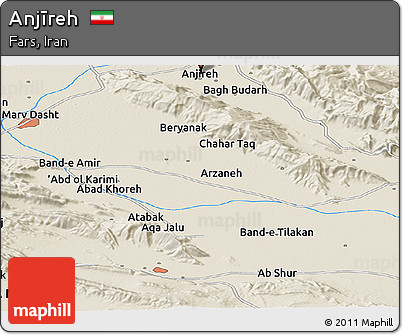 Shaded Relief Panoramic Map of Anjīreh