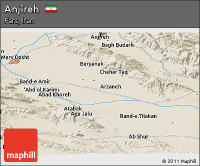 Shaded Relief Panoramic Map of Anjīreh